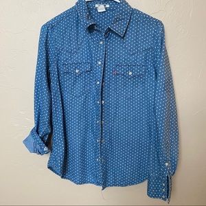 Levi’s Denim Polka Dot Pearl Snap Button-up